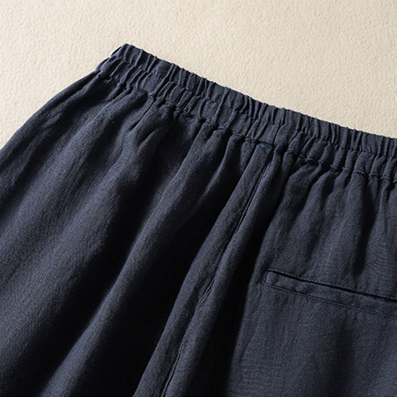 Pantalon Buddha Stones uni en coton avec cordon de serrage et poches pour femme, longueur 7-8 - image 6