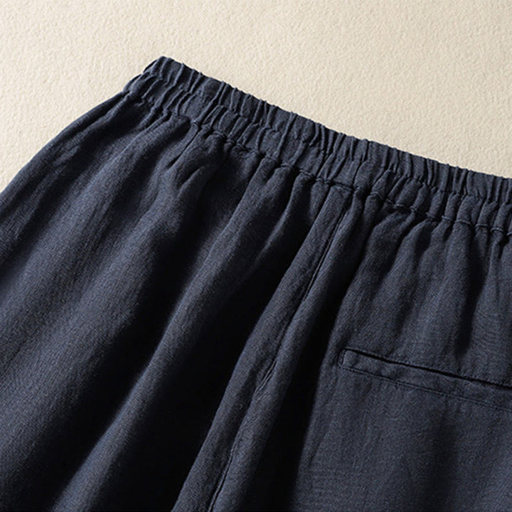 Pantalon Buddha Stones uni en coton avec cordon de serrage et poches pour femme, longueur 7-8 - image 6