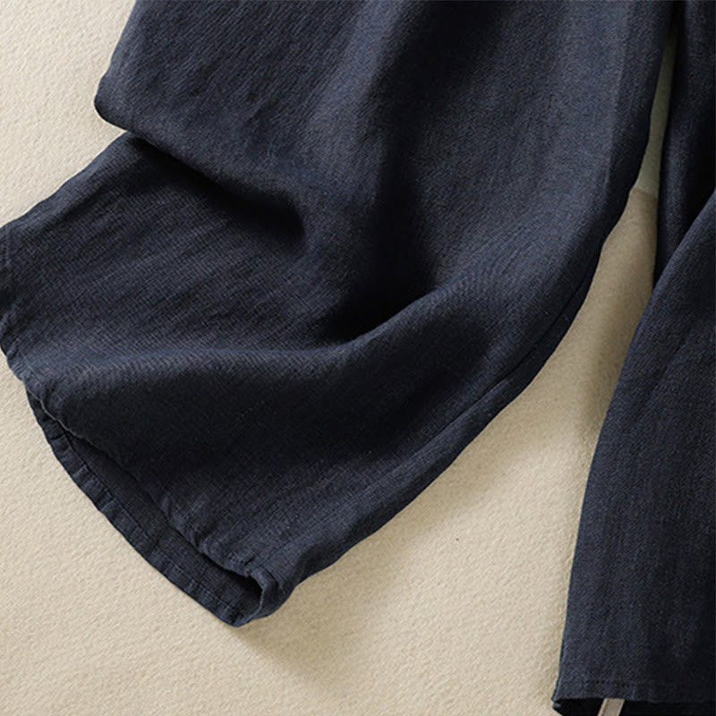 Pantalon Buddha Stones uni en coton avec cordon de serrage et poches pour femme, longueur 7-8 - image 9