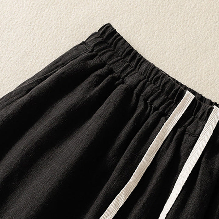 Pantalon Buddha Stones uni en coton avec cordon de serrage et poches pour femme, longueur 7-8 - image 14