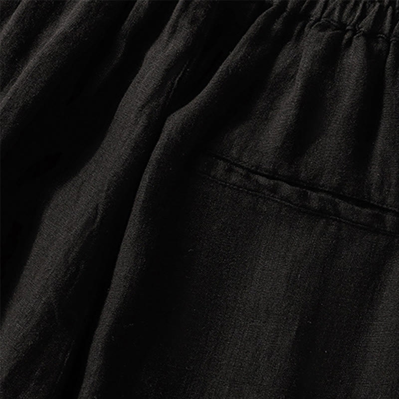 Pantalon Buddha Stones uni en coton avec cordon de serrage et poches pour femme, longueur 7-8 - image 18