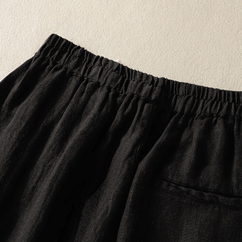 Pantalon Buddha Stones uni en coton avec cordon de serrage et poches pour femme, longueur 7-8 - image 17