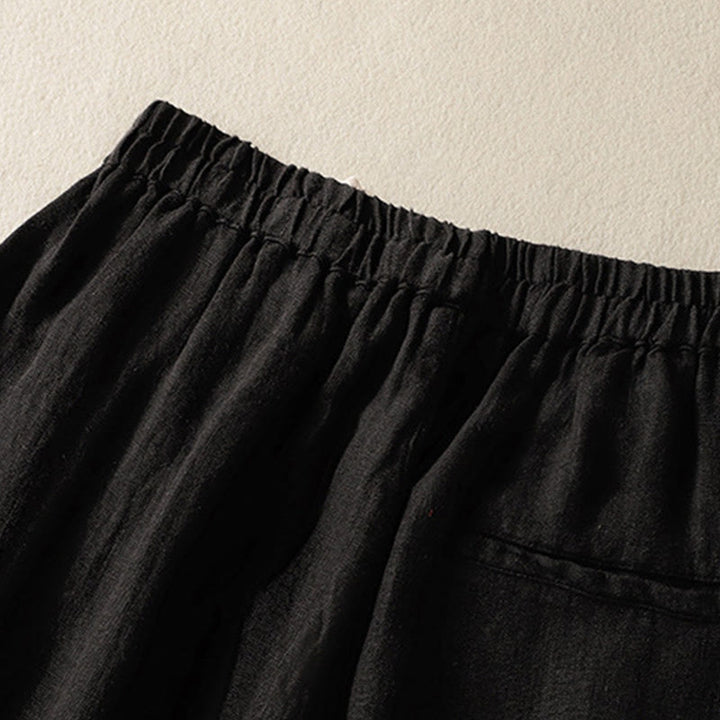 Pantalon Buddha Stones uni en coton avec cordon de serrage et poches pour femme, longueur 7-8 - image 17