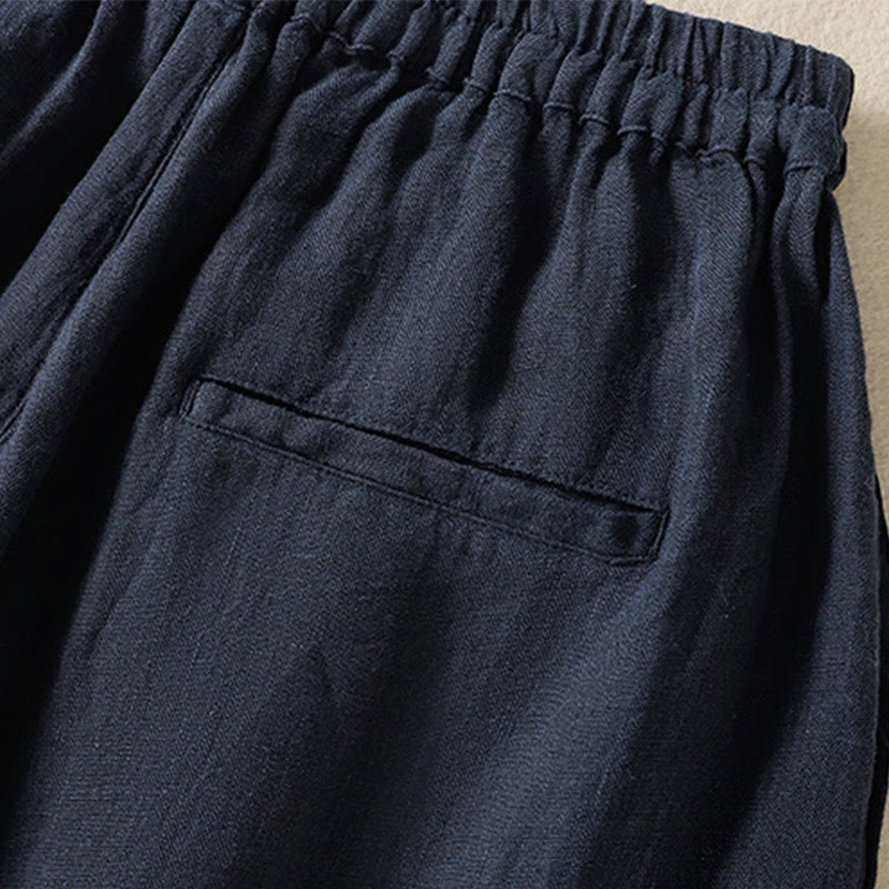 Pantalon Buddha Stones uni en coton avec cordon de serrage et poches pour femme, longueur 7-8 - image 5