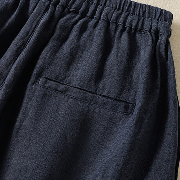 Pantalon Buddha Stones uni en coton avec cordon de serrage et poches pour femme, longueur 7-8 - image 5