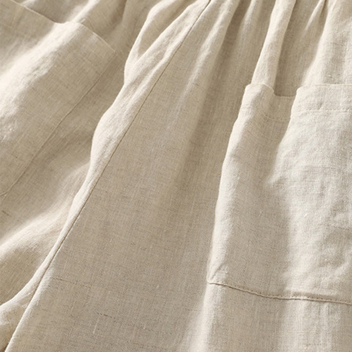 Pantalon décontracté rétro en coton et lin avec cordon de serrage et broderie Buddha Stones pour femme, longueur 7-8, avec poches - image 5