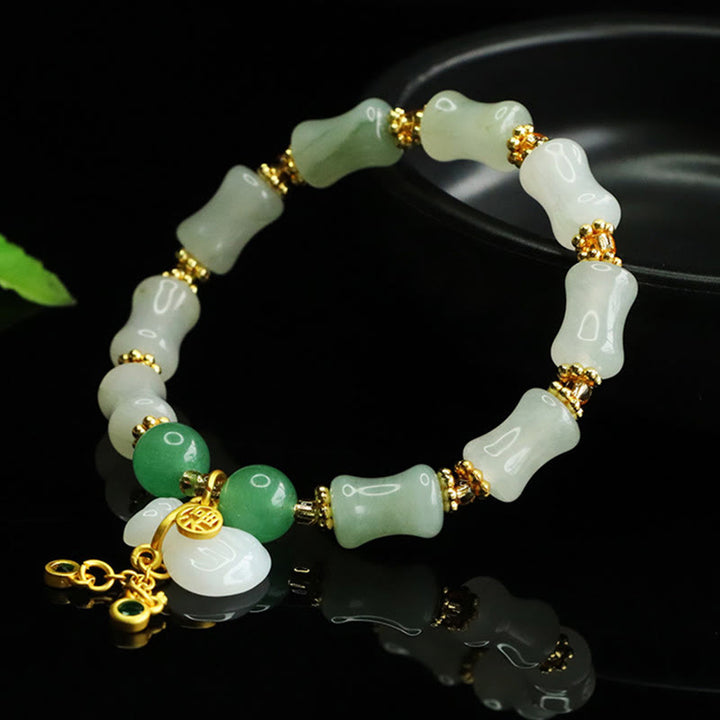 Bracelet de prospérité en Buddha Stones, jade naturel Tianshan Fu, motif sac d'argent