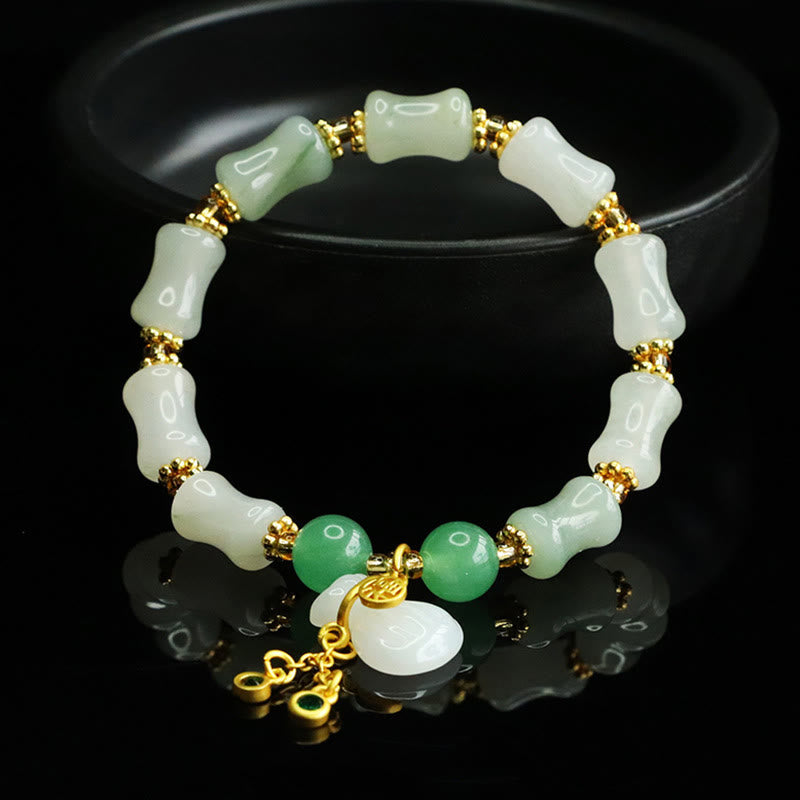 Bracelet de prospérité en Buddha Stones, jade naturel Tianshan Fu, motif sac d'argent
