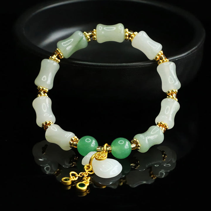 Bracelet de prospérité en Buddha Stones, jade naturel Tianshan Fu, motif sac d'argent