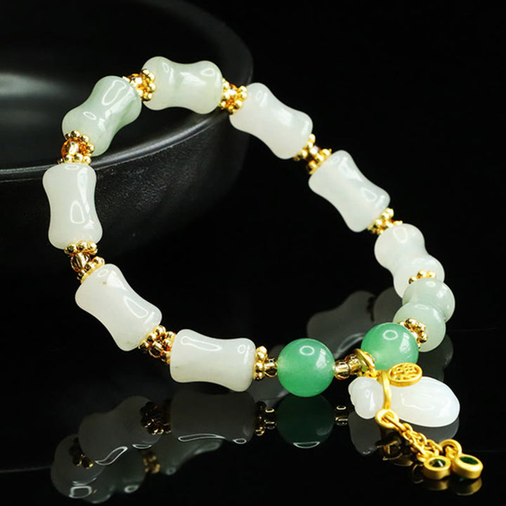Bracelet de prospérité en Buddha Stones, jade naturel Tianshan Fu, motif sac d'argent