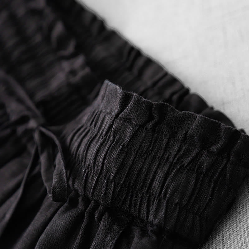 Pantalon décontracté taille haute à volants et cordon de serrage pour femme, coupe large en coton avec poches, motif Buddha Stones - image 19