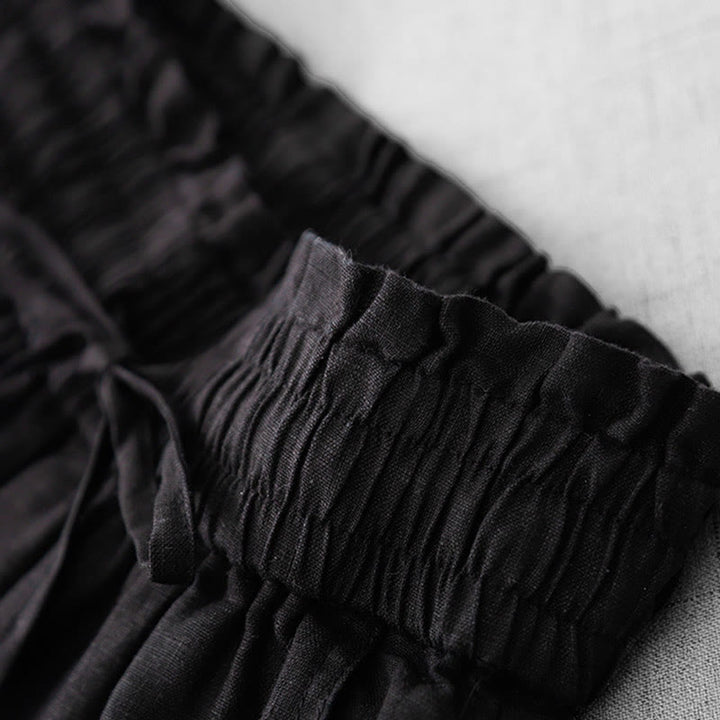 Pantalon décontracté taille haute à volants et cordon de serrage pour femme, coupe large en coton avec poches, motif Buddha Stones - image 19