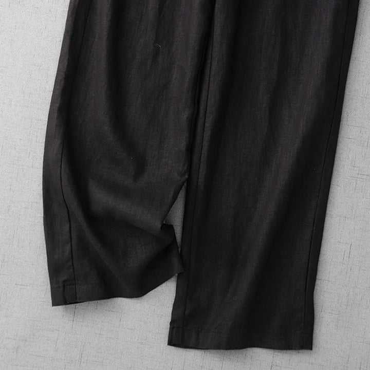 Pantalon décontracté taille haute à volants et cordon de serrage pour femme, coupe large en coton avec poches, motif Buddha Stones - image 23