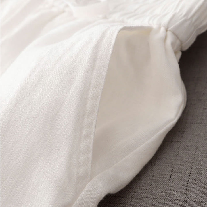 Pantalon décontracté taille haute à volants et cordon de serrage pour femme, coupe large en coton avec poches, motif Buddha Stones - image 14