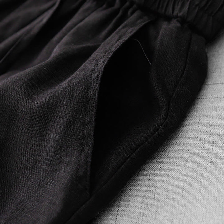 Pantalon décontracté taille haute à volants et cordon de serrage pour femme, coupe large en coton avec poches, motif Buddha Stones - image 20