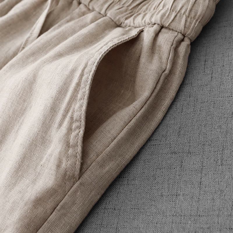 Pantalon décontracté taille haute à volants et cordon de serrage pour femme, coupe large en coton avec poches, motif Buddha Stones - image 5