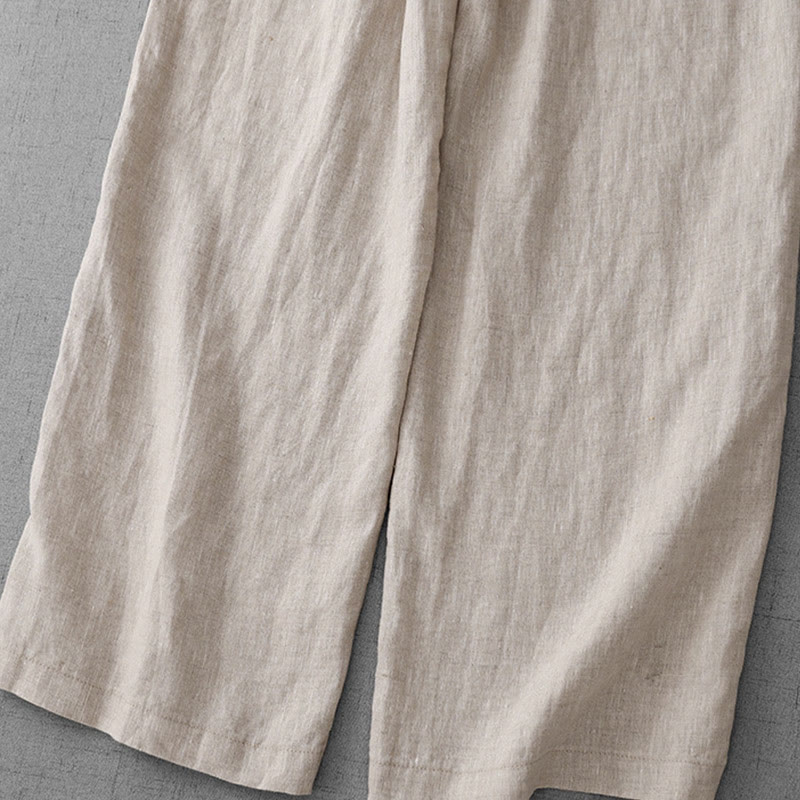 Pantalon décontracté taille haute à volants et cordon de serrage pour femme, coupe large en coton avec poches, motif Buddha Stones - image 7