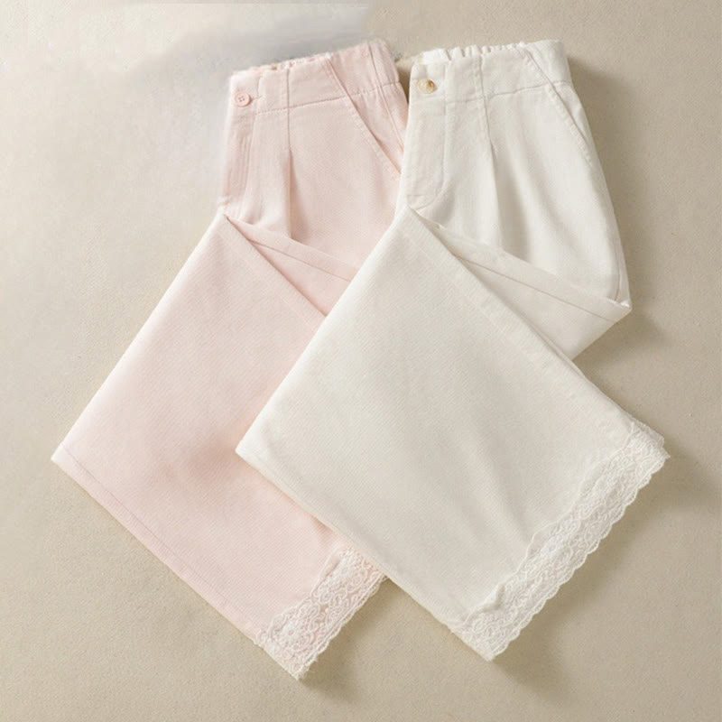 Pantalon Buddha Stones en dentelle patchwork taille haute pour femme, jambes larges, longueur cheville, avec poches et fermeture éclair - image 19