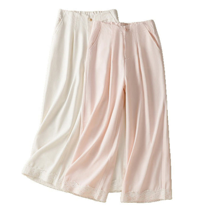 Pantalon Buddha Stones en dentelle patchwork taille haute pour femme, jambes larges, longueur cheville, avec poches et fermeture éclair - image 20