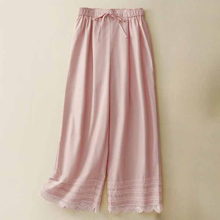 Pantalon large en coton à cordon de serrage pour femme, longueur cheville, avec poches, motif Buddha Stones Commute - Rose clair - US12，UK/AU16，EU44 (2XL) - image 0