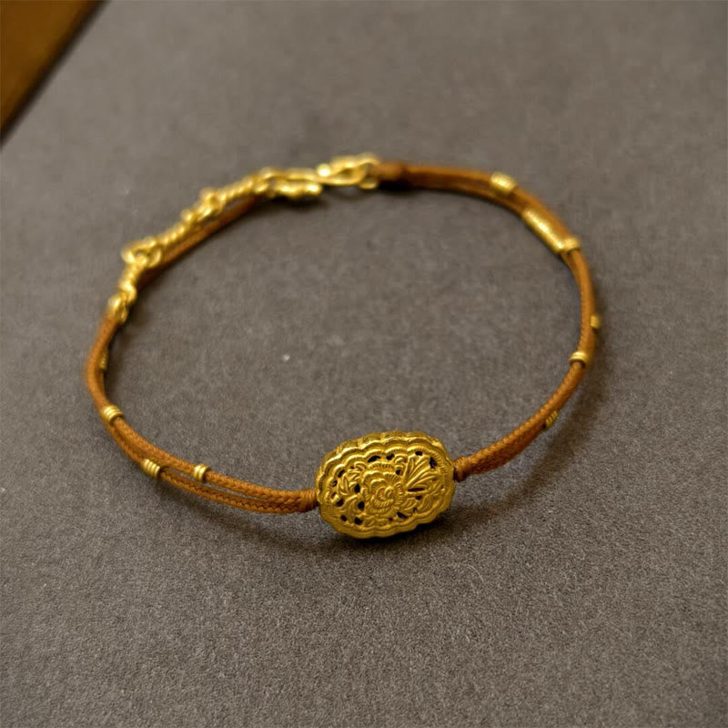 Bracelet d'équilibre en fil de pivoine plaqué or et cuivre fait main par Buddha Stones - Cuivre et corde (tour de poignet : 14-15 cm) - image 1
