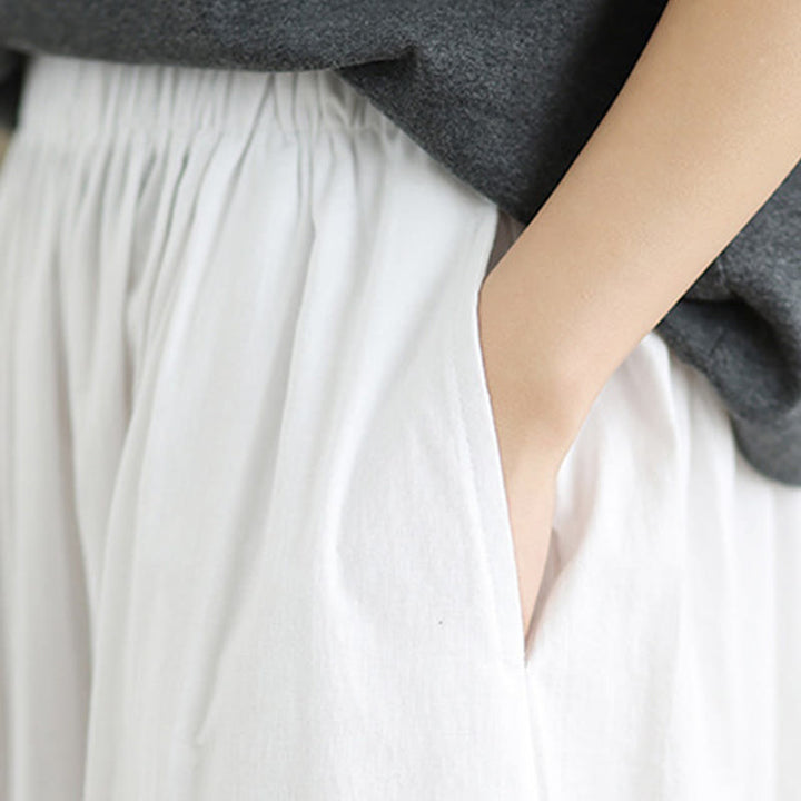 Pantalon bouffant en coton uni avec poches Buddha Stones Commute Summer pour femme - image 13