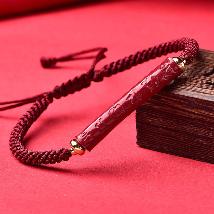 Bracelet tressé fait main en Buddha Stones avec symbole Om Mani Padme Hum et Sutra du Cœur