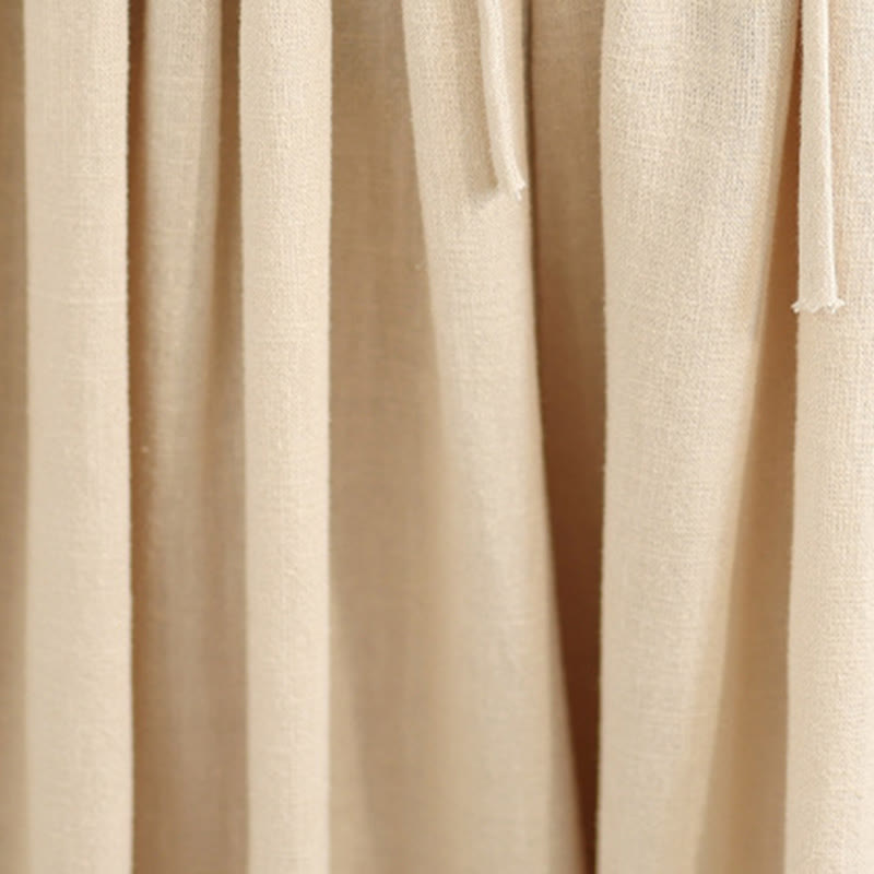 Pantalon large en coton avec poches pour femme, broderie printanière en Buddha Stones , ourlet patchwork et cordon de serrage - image 6