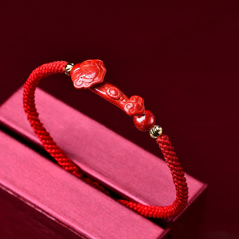 Bracelet tressé artisanal en Buddha Stones Pixiu Cinabre Ruyi Stick Wealth Luck - image 8