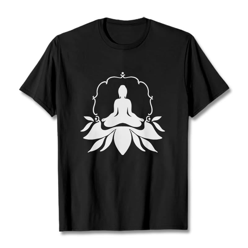 T-shirt Bouddha assis sur l'herbe Buddha Stones en méditation - Noir - 2XL - image 1