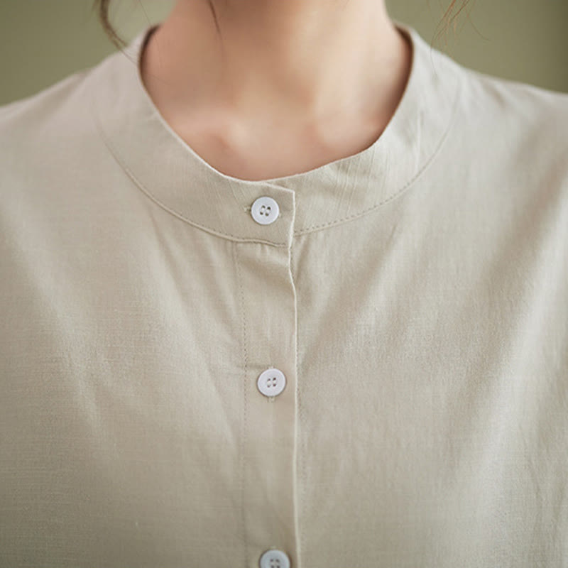 Ensemble 2 pièces décontracté à boutons et manches mi-longues, motif Buddha Stones , pantalon large avec poches, en coton, vêtements zen pour femmes - image 21