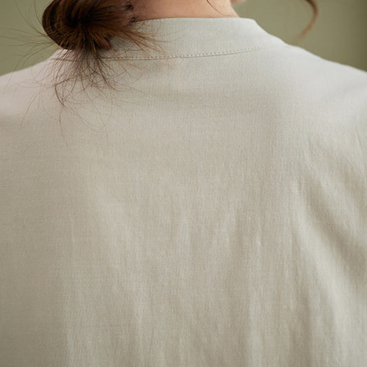 Ensemble 2 pièces décontracté à boutons et manches mi-longues, motif Buddha Stones , pantalon large avec poches, en coton, vêtements zen pour femmes - image 22