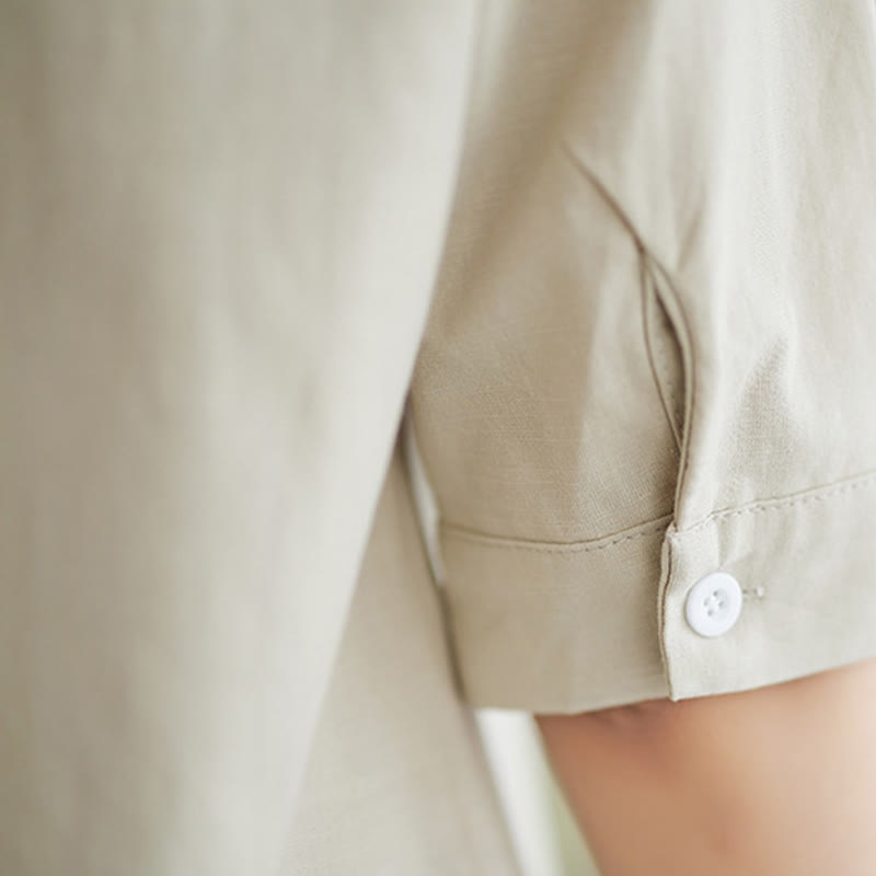 Ensemble 2 pièces décontracté à boutons et manches mi-longues, motif Buddha Stones , pantalon large avec poches, en coton, vêtements zen pour femmes - image 23