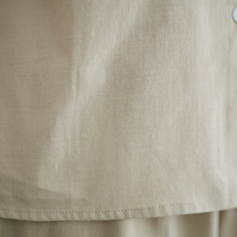 Ensemble 2 pièces décontracté à boutons et manches mi-longues, motif Buddha Stones , pantalon large avec poches, en coton, vêtements zen pour femmes - image 25