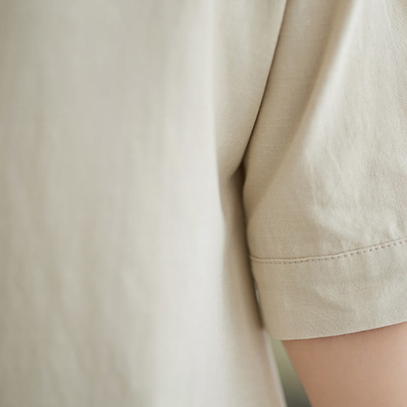 Ensemble 2 pièces décontracté à boutons et manches mi-longues, motif Buddha Stones , pantalon large avec poches, en coton, vêtements zen pour femmes - image 24