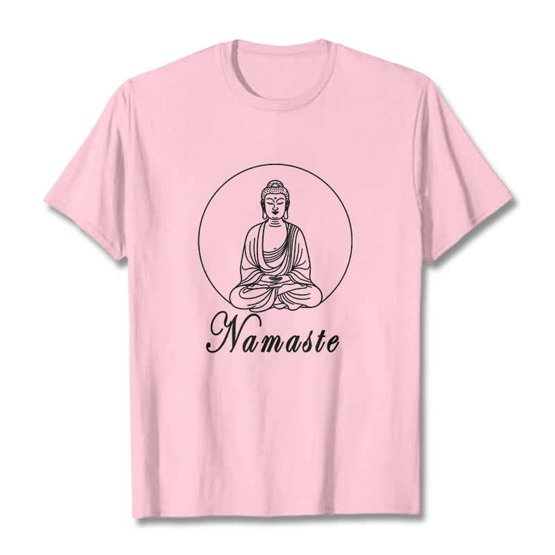 T-shirt Buddha Stones NAMASTE bouddha méditant - Rose clair - 2XL - image 13