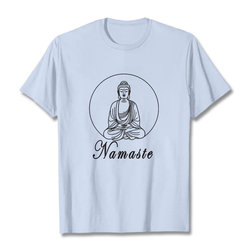 T-shirt Buddha Stones NAMASTE bouddha méditant - Cyan clair - 2XL - image 19
