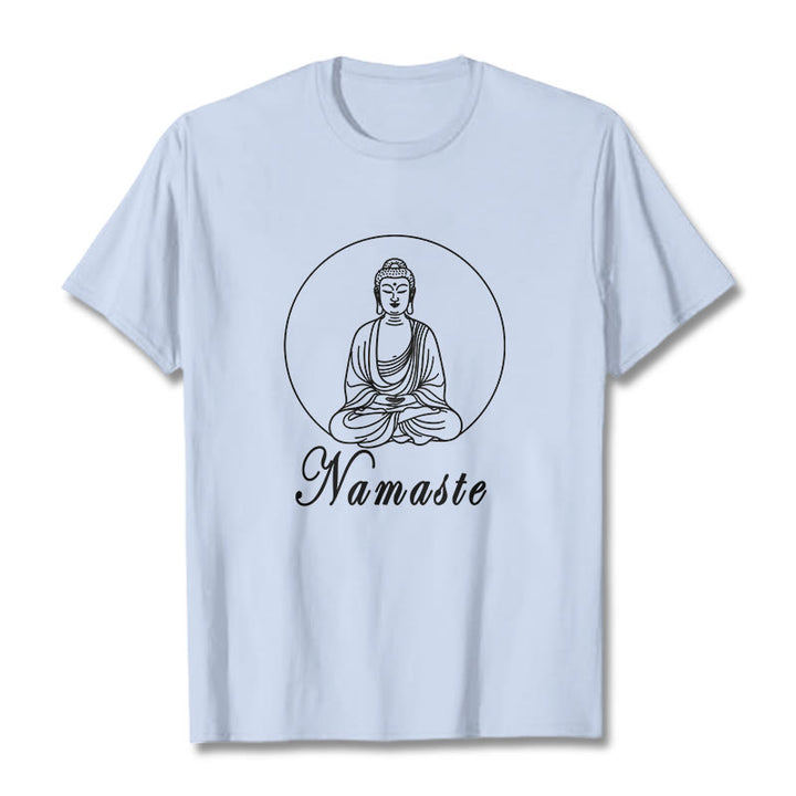 T-shirt Buddha Stones NAMASTE bouddha méditant - Cyan clair - 2XL - image 19