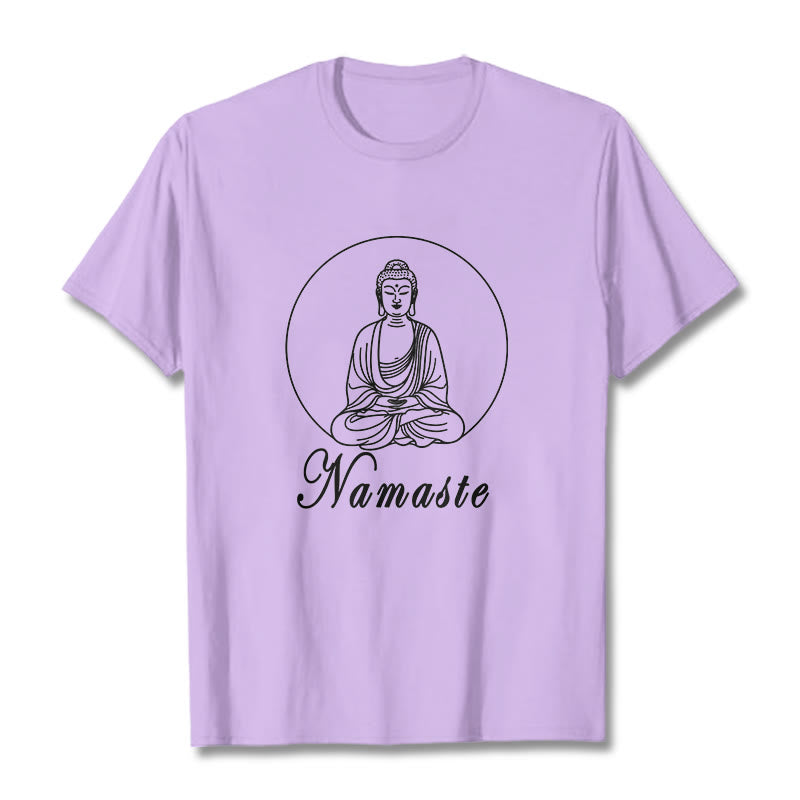 T-shirt Buddha Stones NAMASTE bouddha méditant - Prune - 2XL - image 16