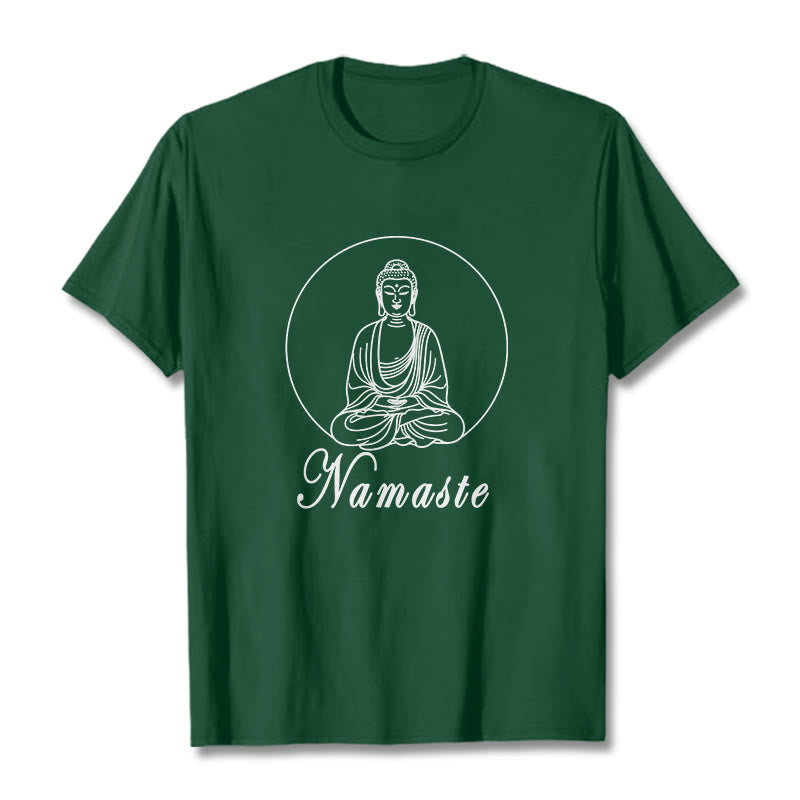 T-shirt Buddha Stones NAMASTE bouddha méditant - Forêt Verte - 2XL - image 11