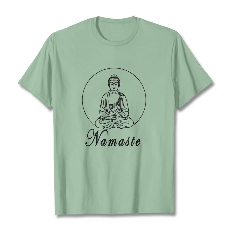 T-shirt Buddha Stones NAMASTE bouddha méditant - Vert pâle - 2XL - image 14