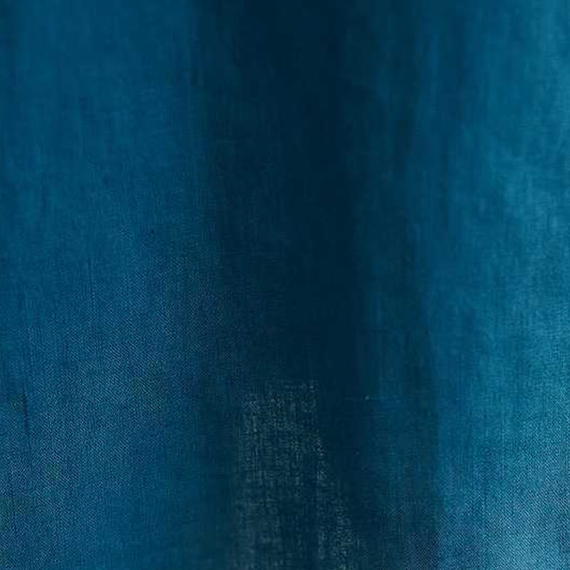 Robe mi-longue en lin à manches courtes et col montant avec Buddha Stones et poches - image 22