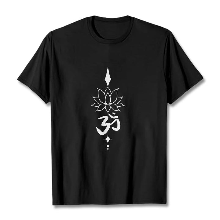 T-shirt Buddha Stones Symbole Om Lotus - Noir - 2XL - image 0