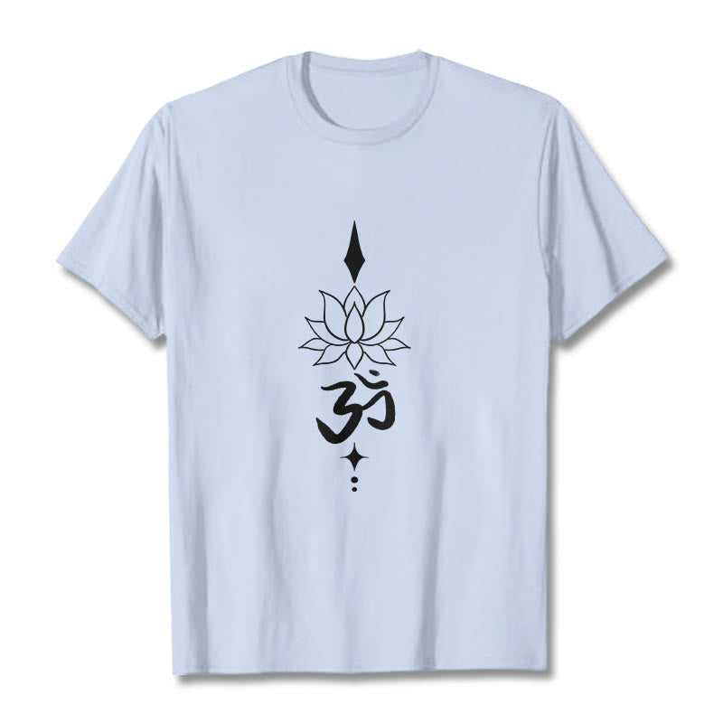 T-shirt Buddha Stones Symbole Om Lotus - Cyan clair - 2XL - image 14