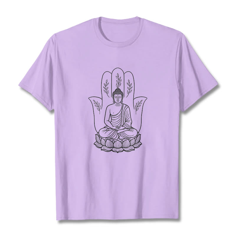 T-shirt Buddha Stones, Bouddha assis, main, feuilles, base de lotus - Prune - 2XL - image 16