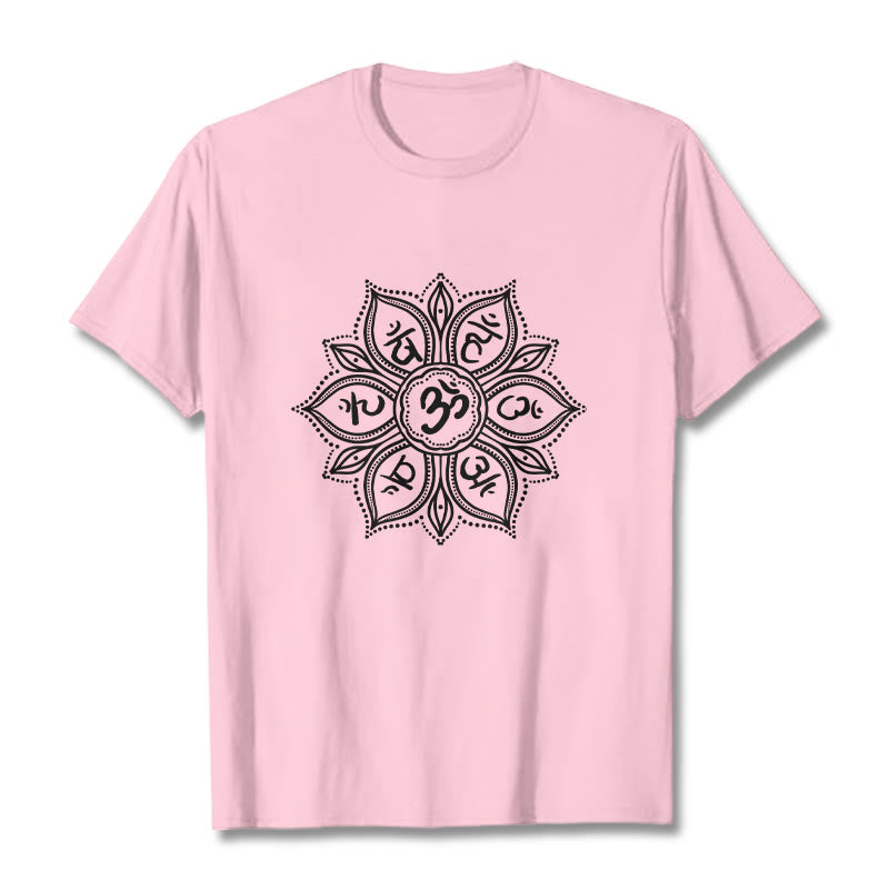 Buddha Stones Mandala fleur Om Mani Padme Hum Mantra T-shirt - Rose clair - 2XL - image 13