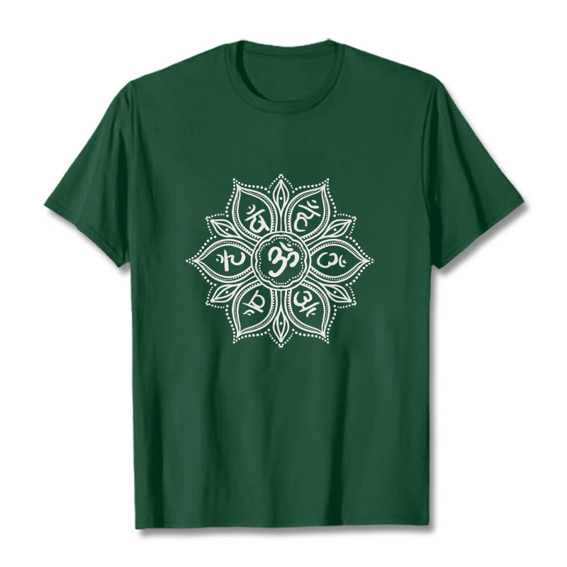 Buddha Stones Mandala fleur Om Mani Padme Hum Mantra T-shirt - Vert forêt - 2XL - image 0