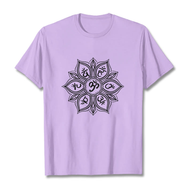 Buddha Stones Mandala fleur Om Mani Padme Hum Mantra T-shirt - Prune - 2XL - image 16