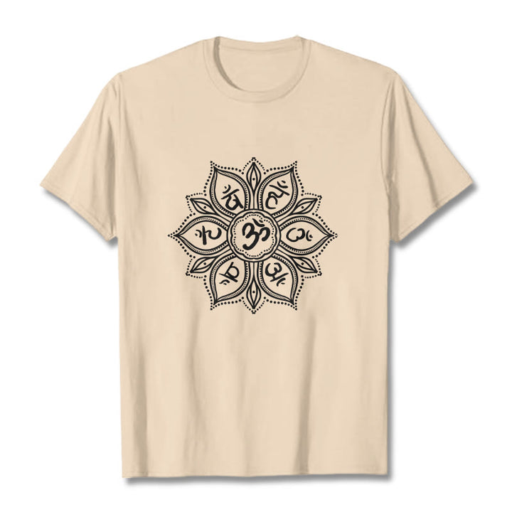 Buddha Stones Mandala fleur Om Mani Padme Hum Mantra T-shirt - Bisque - 2XL - image 10