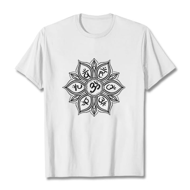 Buddha Stones Mandala fleur Om Mani Padme Hum Mantra T-shirt - Blanc - 2XL - image 8